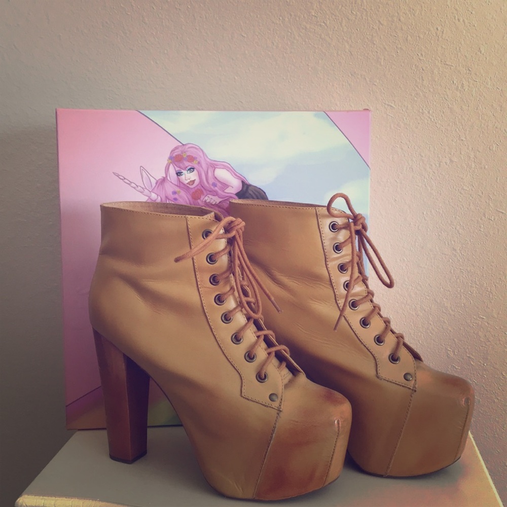 Jeffrey Campbell platform mustard booties